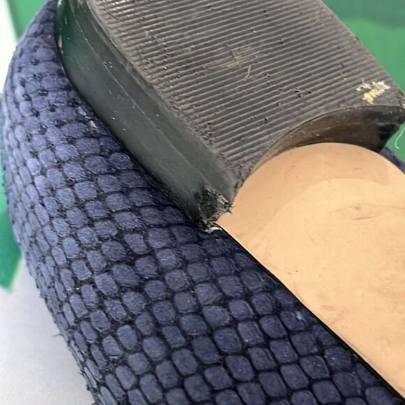 Anne Klein suede, navy snake flats - Picture 9 of 10